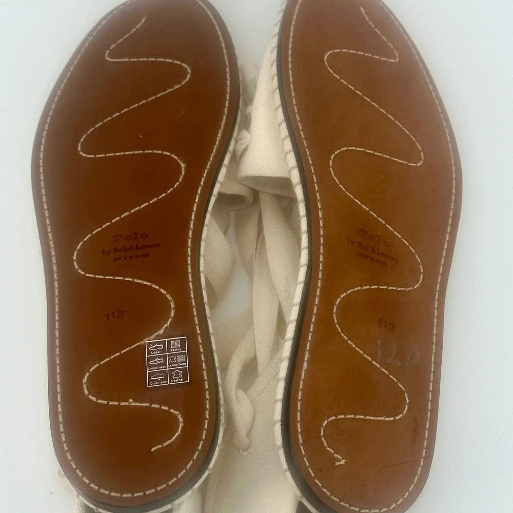 Polo Ralph Lauren Sandals Womens 11B Canvas Lace Up Espadrille Shoes Flats NWOB